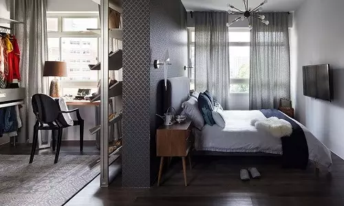 تقسیم بندی فضای اتاق خواب و اتاق کار