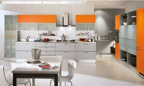 استفاده از رنگ نارنجی و طوسی در آشپزخانه